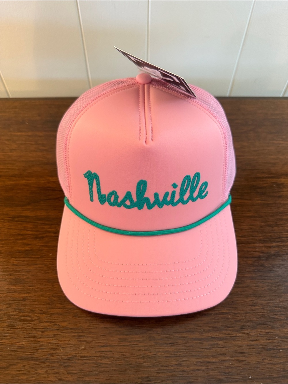 Nashville Pink Foam Trucker Hat with Teal Accent